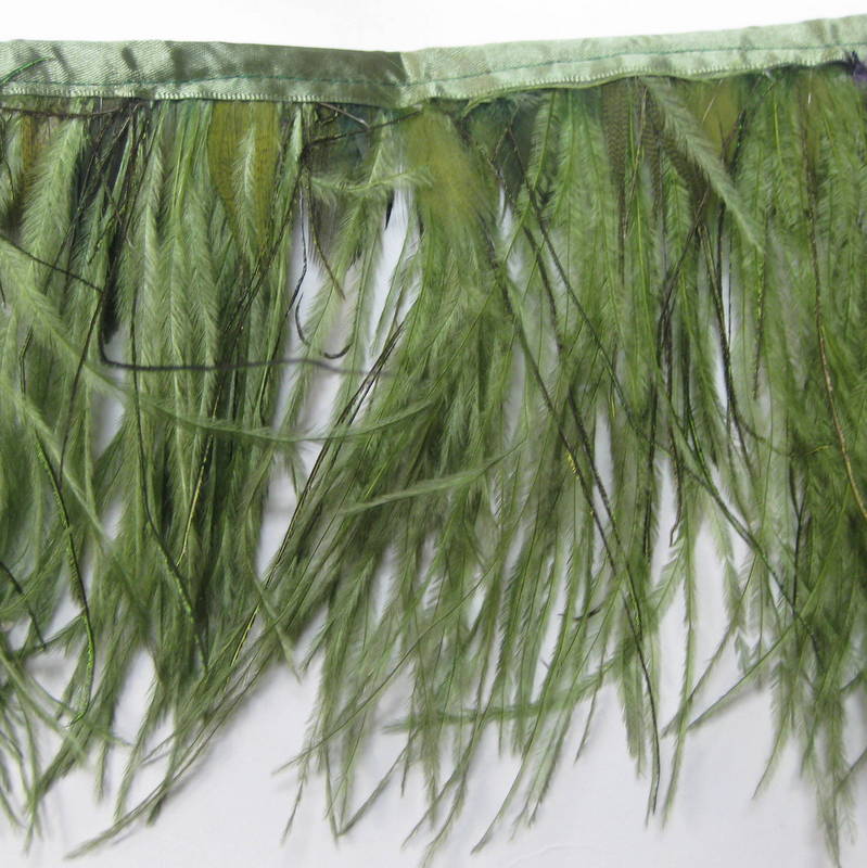 OSTRICH FRINGE FORREST GREEN MIXED